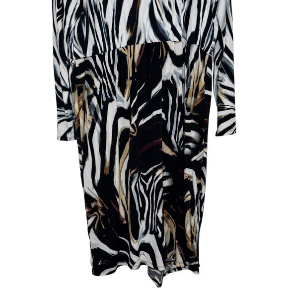 Cato Woman 18/20W Animal Print Long Sleeve Midi Dress Black Brown White - Picture 4 of 14